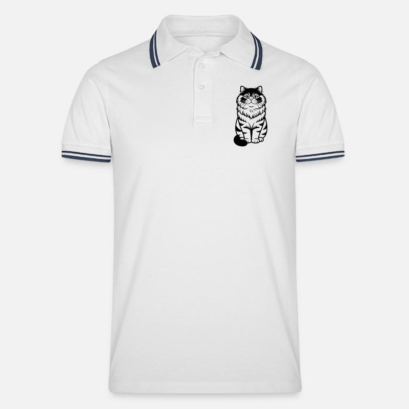 Chat persan - Polo tipped Homme - blanc/marine
