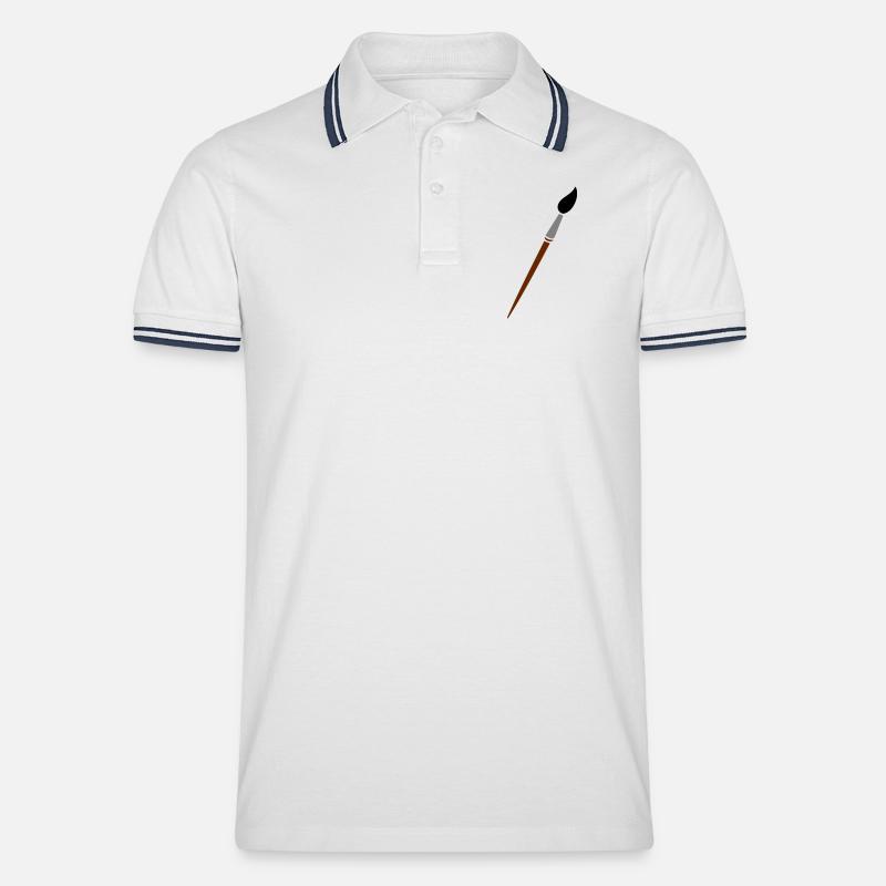 Pinsel - Männer Tipped Poloshirt - Weiß/Navy