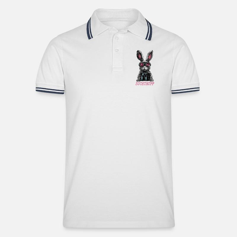 Ostern Suchtrupp Cooler Osterhase - Männer Tipped Poloshirt - Weiß/Navy