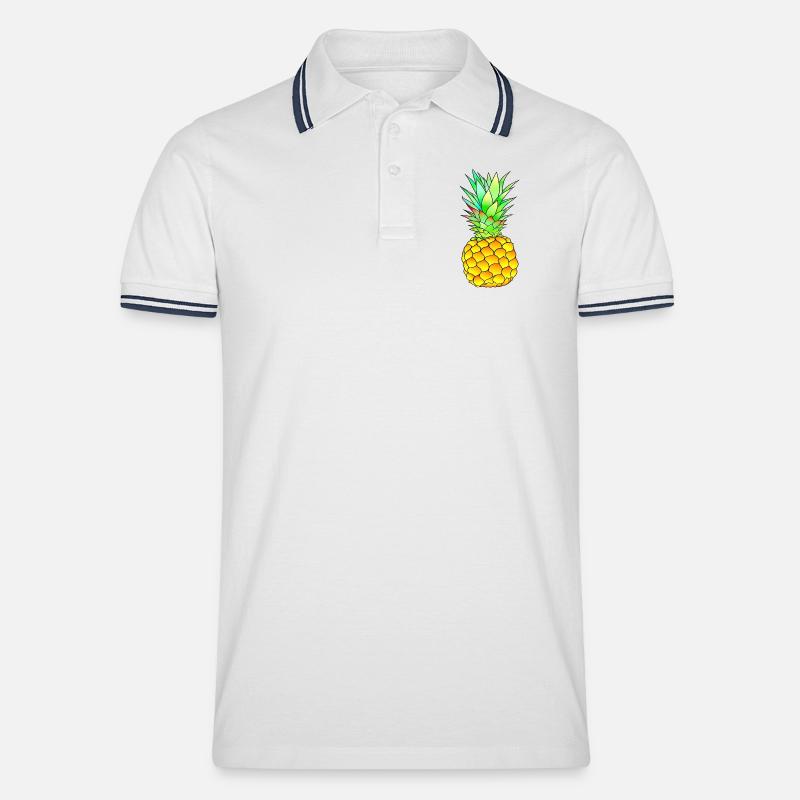 Ananas - Männer Tipped Poloshirt - Weiß/Navy