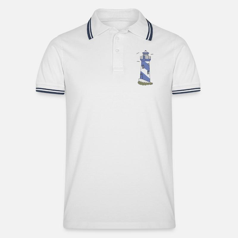 Blauer_Leuchtturm - Männer Tipped Poloshirt - Weiß/Navy