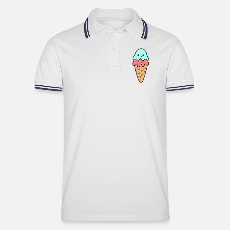 Eis Eiscreme - Männer Tipped Poloshirt - Weiß/Navy