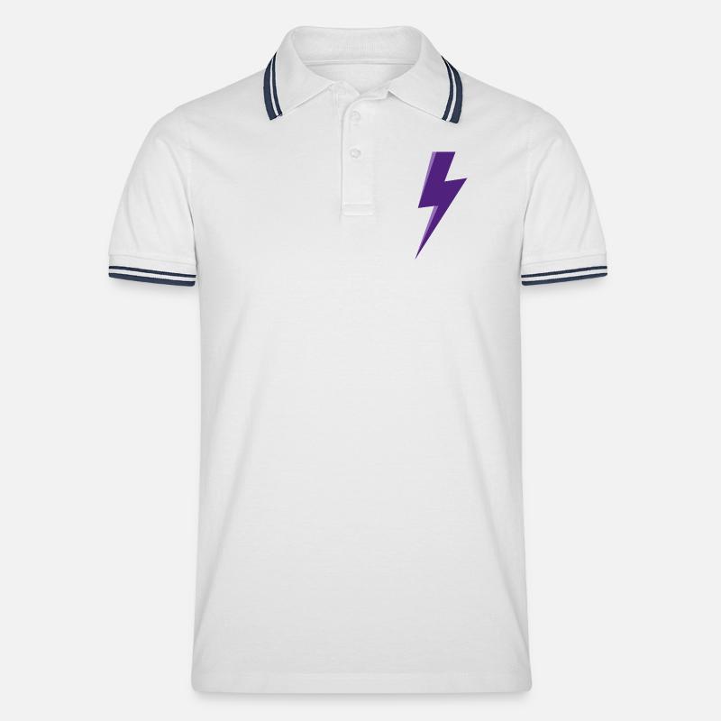 Purple Lightning - Men's Tipped Polo Shirt - white/navy