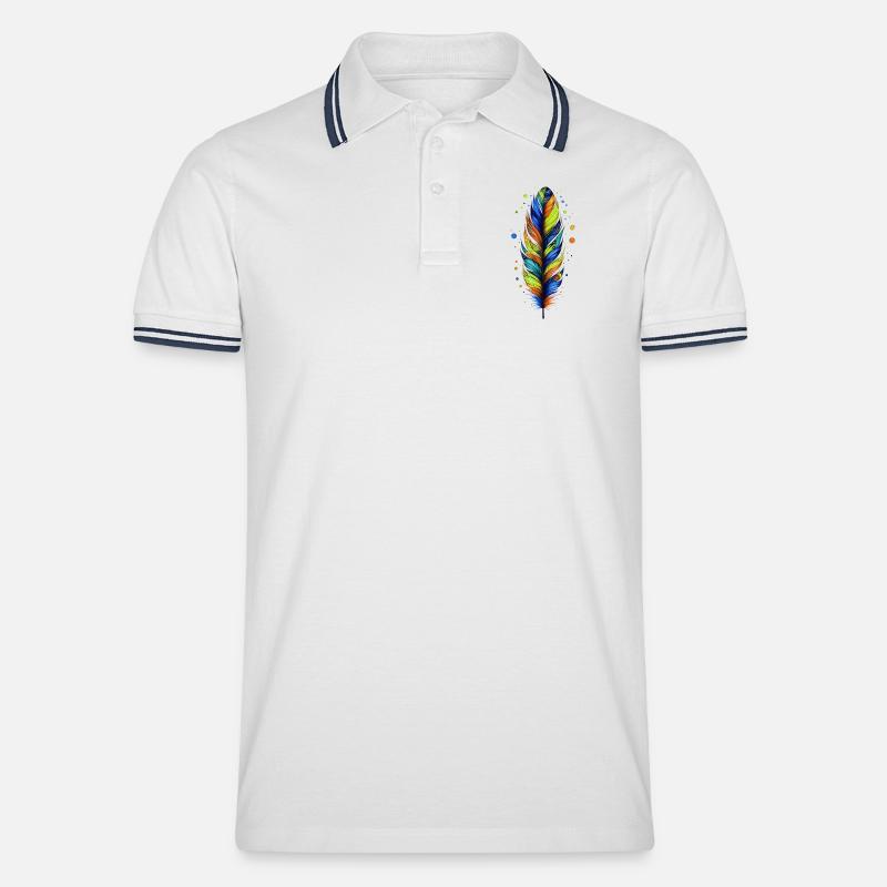 Feder - Männer Tipped Poloshirt - Weiß/Navy