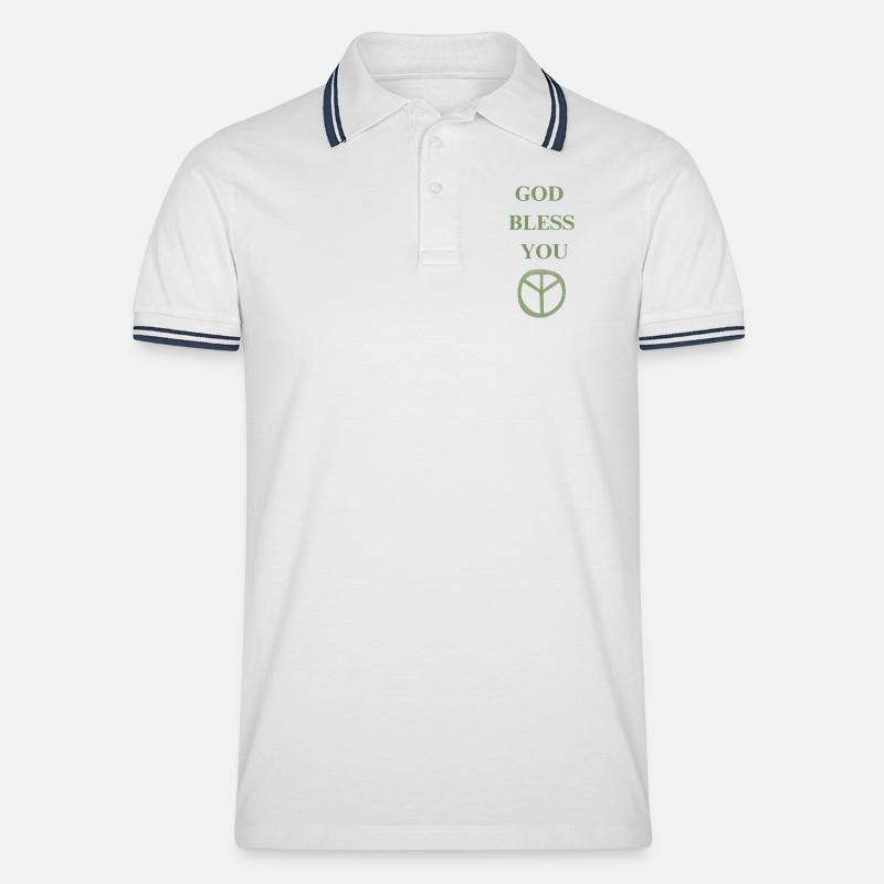 GOD BLESS YOU - Männer Tipped Poloshirt - Weiß/Navy
