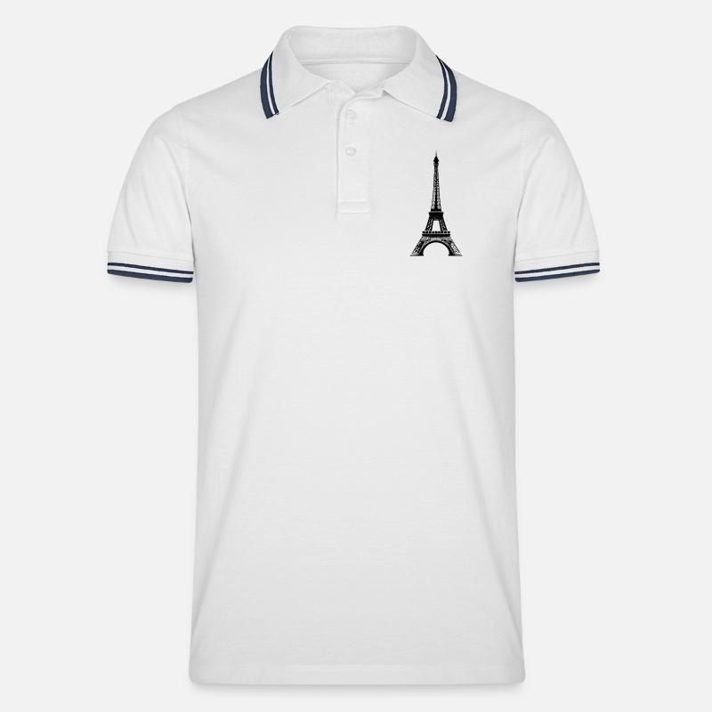 Eiffelturm - Männer Tipped Poloshirt - Weiß/Navy