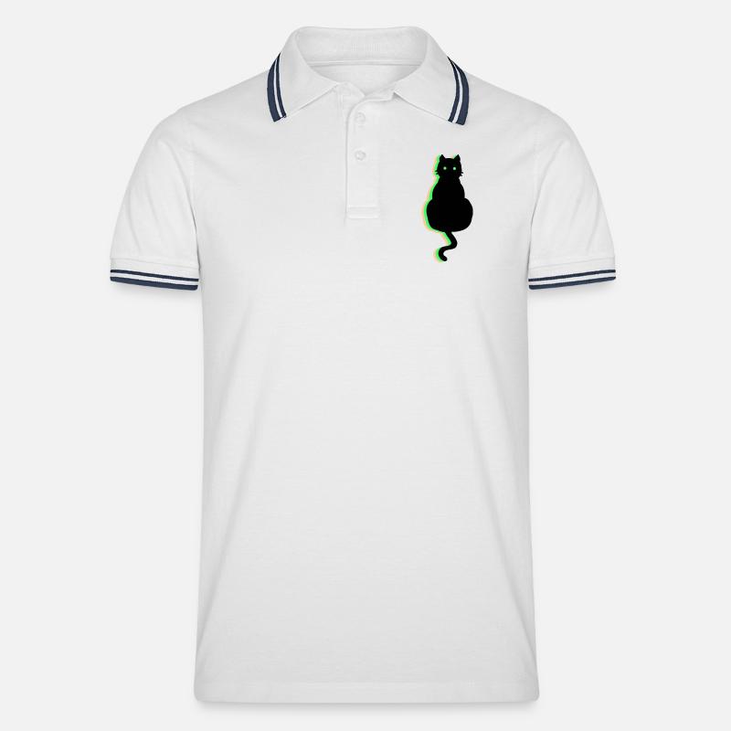 Neon Katze - Männer Tipped Poloshirt - Weiß/Navy