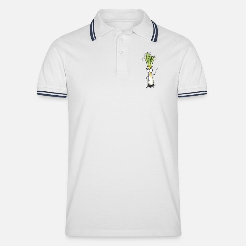 Lauch - Männer Tipped Poloshirt - Weiß/Navy