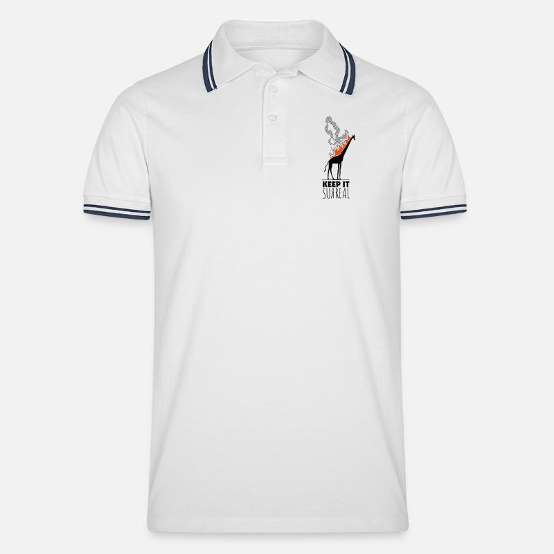 Keep it Surreal Giraffe Statement Kunst Humor - Männer Tipped Poloshirt - Weiß/Navy