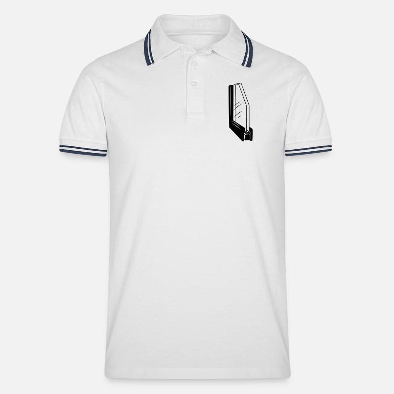 Thermopane-Glaser - Männer Tipped Poloshirt - Weiß/Navy