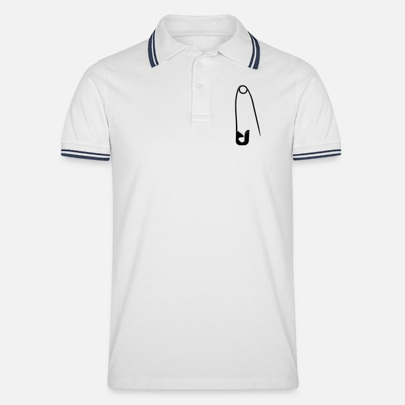 Sicherheitsnadel - Männer Tipped Poloshirt - Weiß/Navy