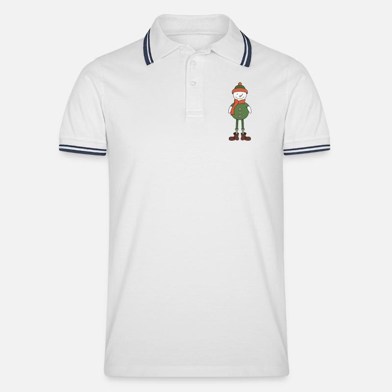 Cooler Schneemann - Männer Tipped Poloshirt - Weiß/Navy