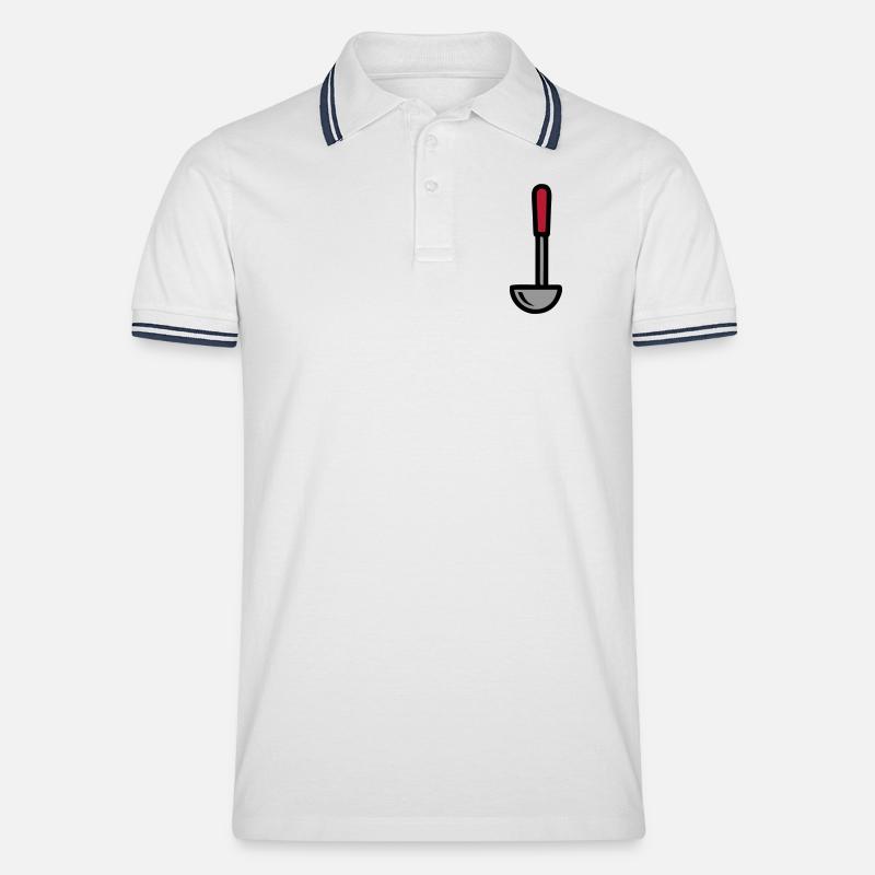 Schöpfkelle Suppe Kochen Restaurant Küchenchef - Männer Tipped Poloshirt - Weiß/Navy