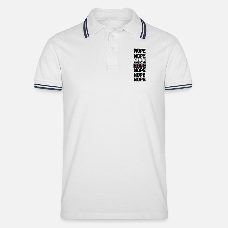 Nein, Neon-Glitch-Textstack - Männer Tipped Poloshirt - Weiß/Navy