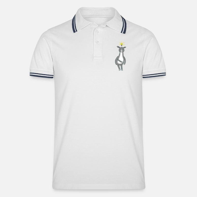 Lama hat eine Idee - Männer Tipped Poloshirt - Weiß/Navy