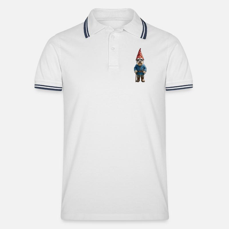 Gartenzwerg Schnauzer Zauber - Männer Tipped Poloshirt - Weiß/Navy
