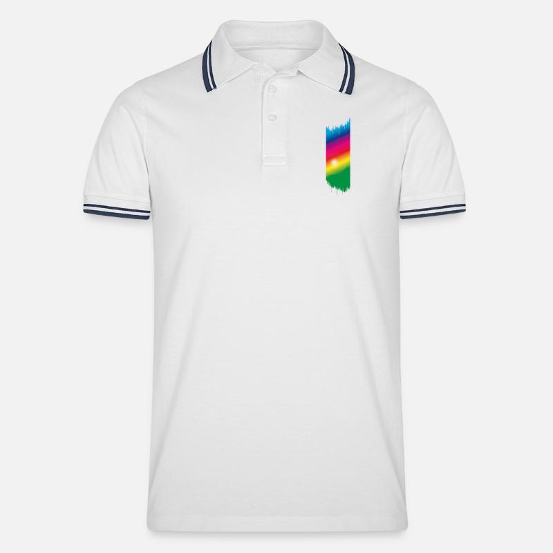 Farbspektrum - Rainbow - Männer Tipped Poloshirt - Weiß/Navy