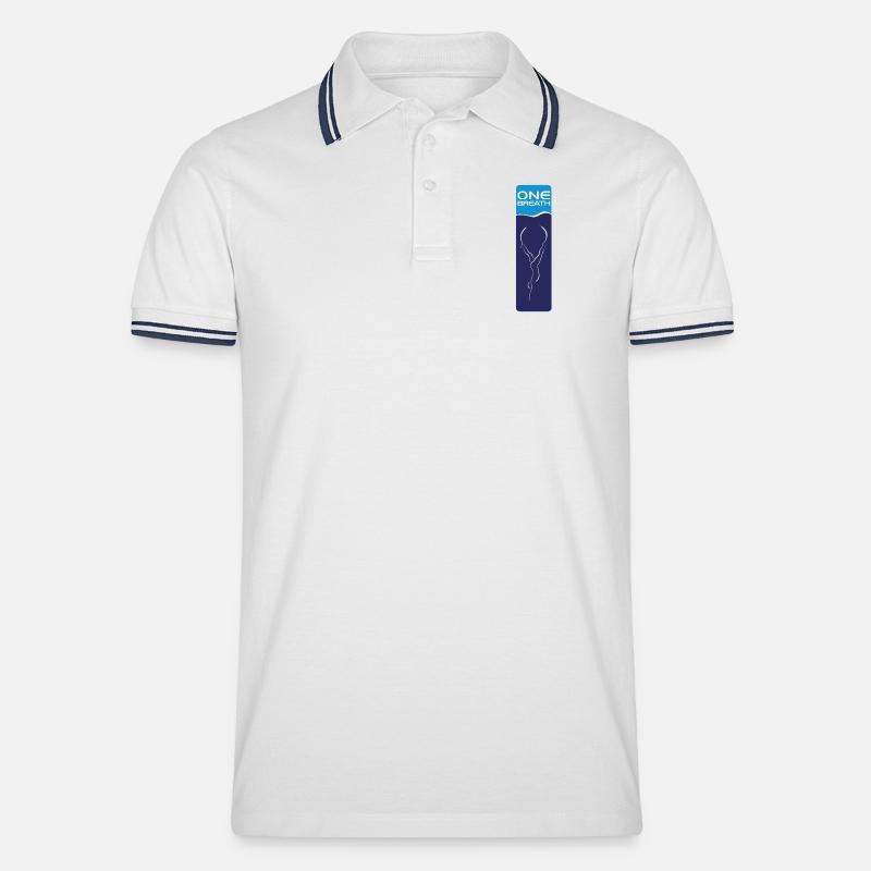 Freitauchen Emblem ONE Breath - Männer Tipped Poloshirt - Weiß/Navy