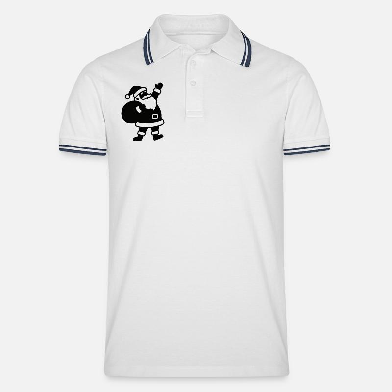 Weihnachtsmann mit Geschenkesack - Männer Tipped Poloshirt - Weiß/Navy