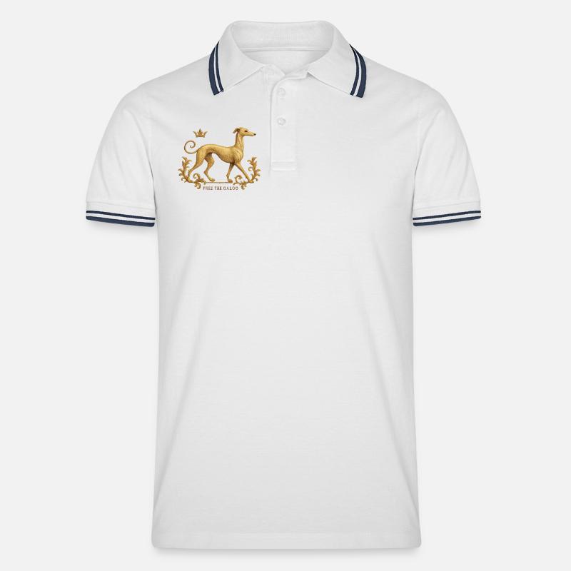 Libérez le Galgo - Broderie n°01 - Polo tipped Homme - blanc/marine