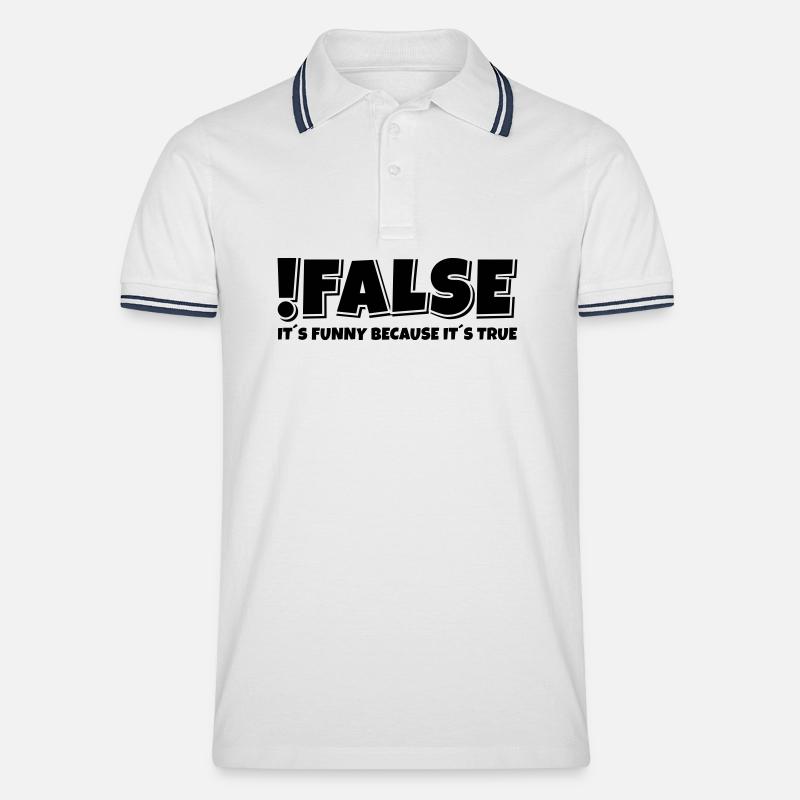 False True Programmierer Spruch - Männer Tipped Poloshirt - Weiß/Navy