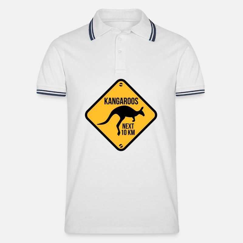 Australia - Australien - Männer Tipped Poloshirt - Weiß/Navy