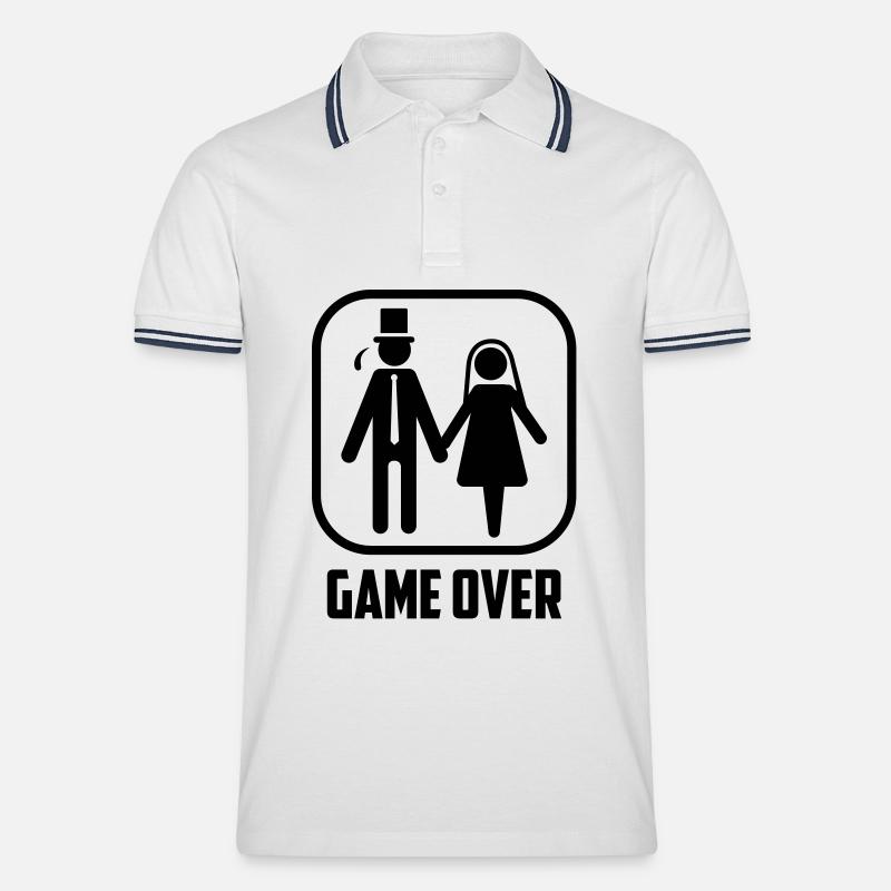 Junggesellen abschied game over Hochzeit - Männer Tipped Poloshirt - Weiß/Navy