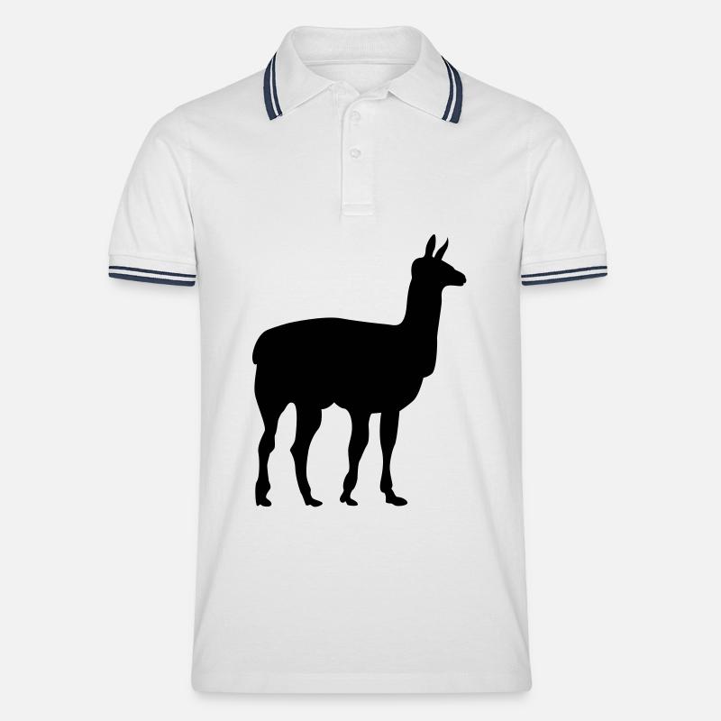 lama - Männer Tipped Poloshirt - Weiß/Navy
