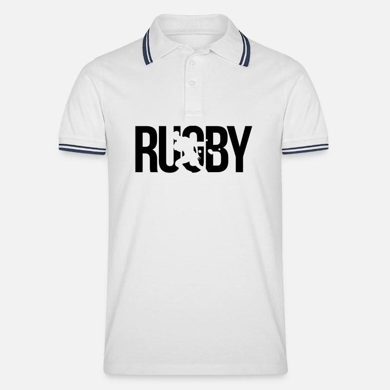 rugby - Men's Tipped Polo Shirt - white/navy