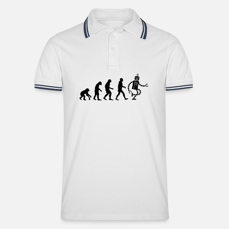evolution robot - Men's Tipped Polo Shirt - white/navy