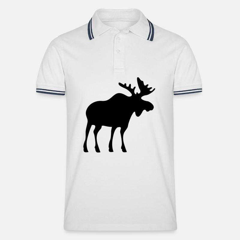 moose elk elch - Männer Tipped Poloshirt - Weiß/Navy