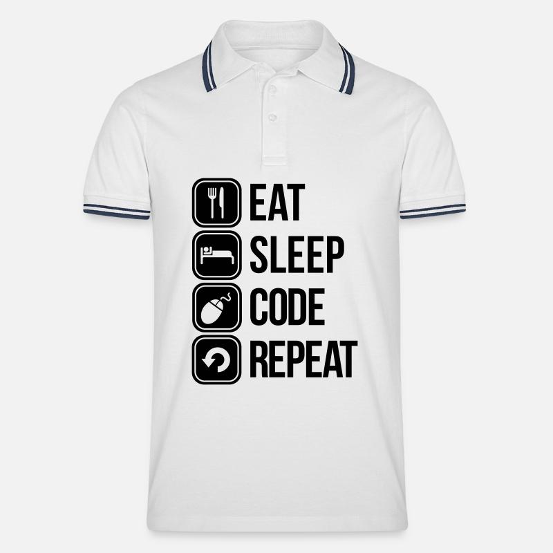 eat sleep code - Männer Tipped Poloshirt - Weiß/Navy