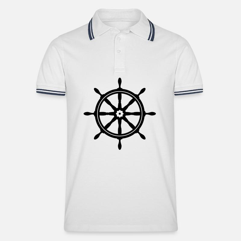 Boot Rad - Männer Tipped Poloshirt - Weiß/Navy