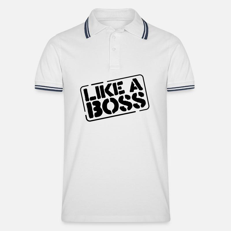 like a boss - Männer Tipped Poloshirt - Weiß/Navy