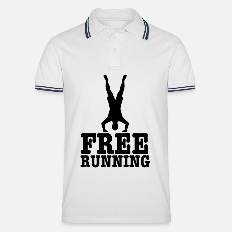 free running - Männer Tipped Poloshirt - Weiß/Navy