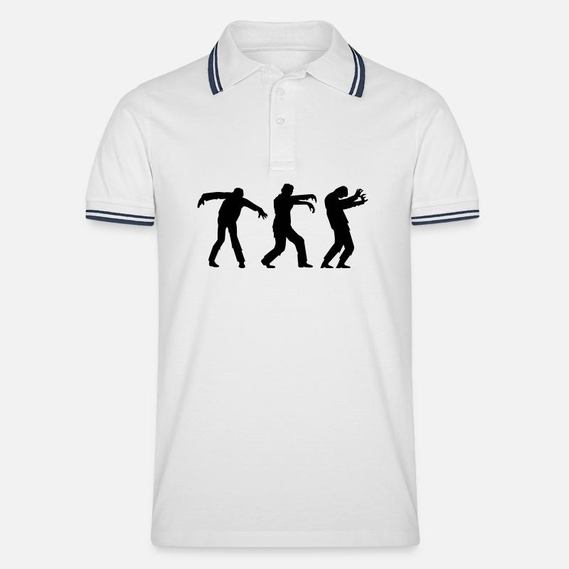 zombies - Männer Tipped Poloshirt - Weiß/Navy