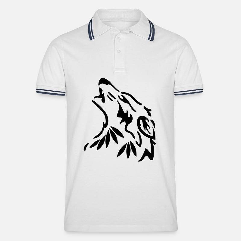 wolf - Männer Tipped Poloshirt - Weiß/Navy
