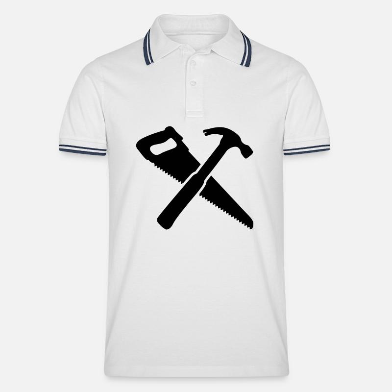 Werkzeug - Männer Tipped Poloshirt - Weiß/Navy
