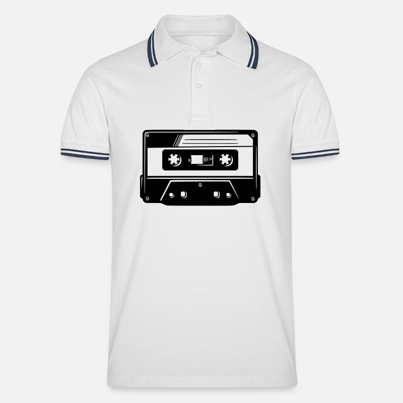 Kassette - Männer Tipped Poloshirt - Weiß/Navy