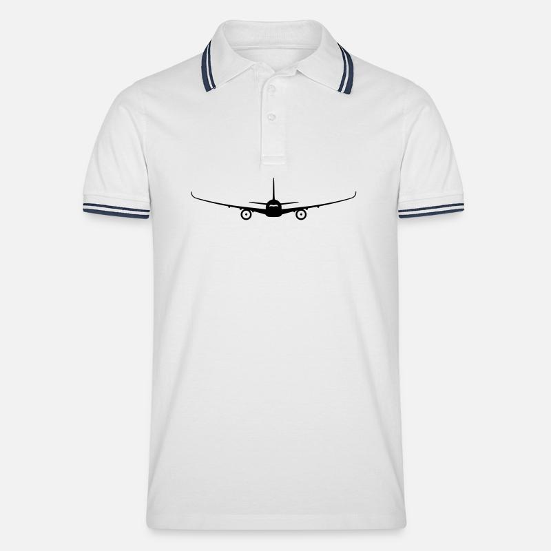 Flugzeug - Männer Tipped Poloshirt - Weiß/Navy