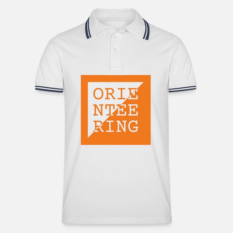 Orientierungslauf-Logo – Run & Navigate - Männer Tipped Poloshirt - Weiß/Navy