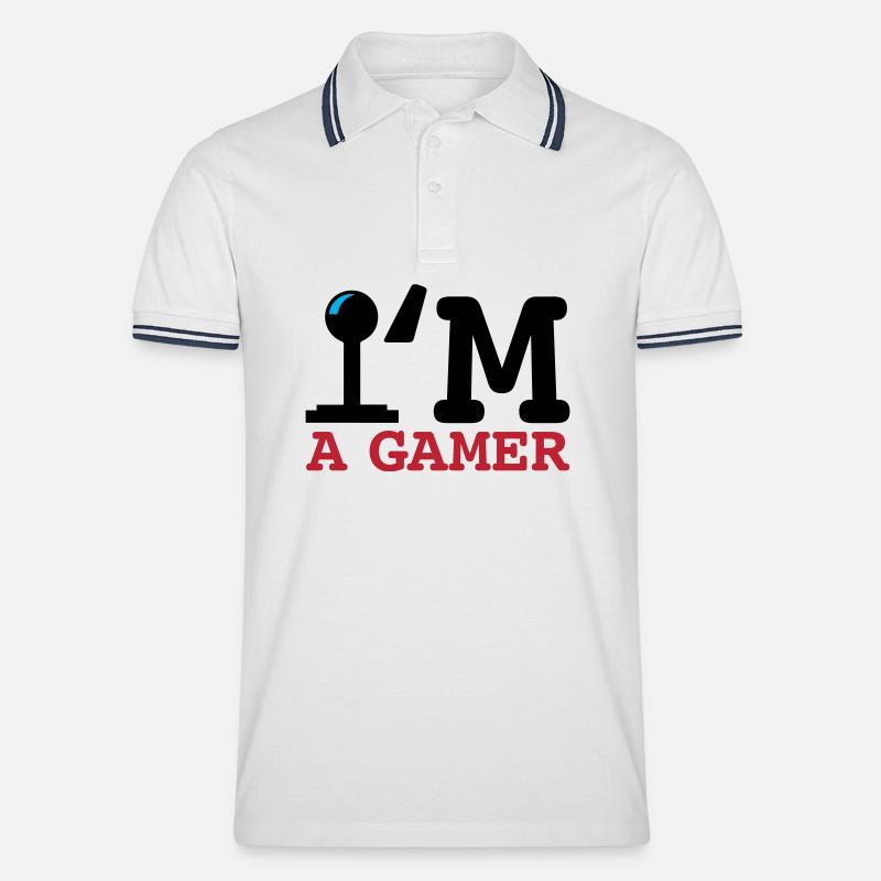 A Gamer Bold Typografie - Männer Tipped Poloshirt - Weiß/Navy