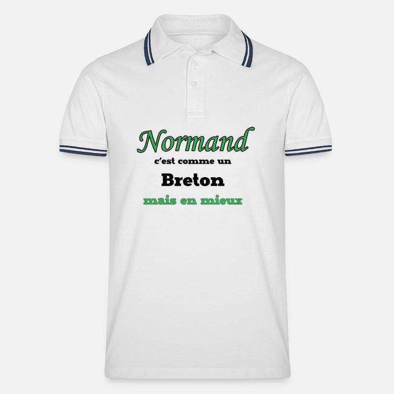 Normand Vert Élégant Script - Polo tipped Homme - blanc/marine