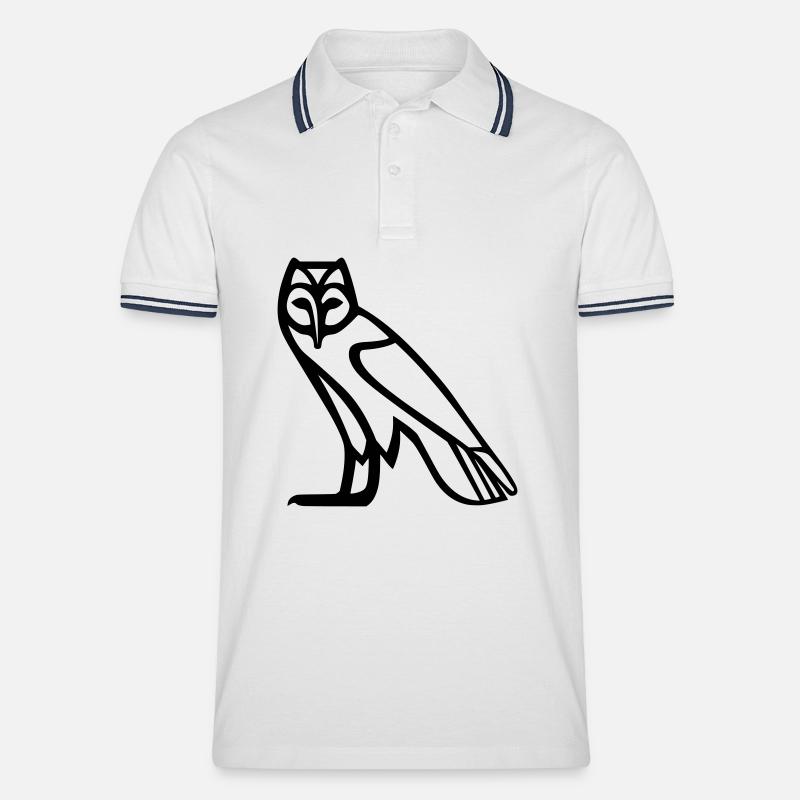 Hiéroglyphe de hibou - Polo tipped Homme - blanc/marine