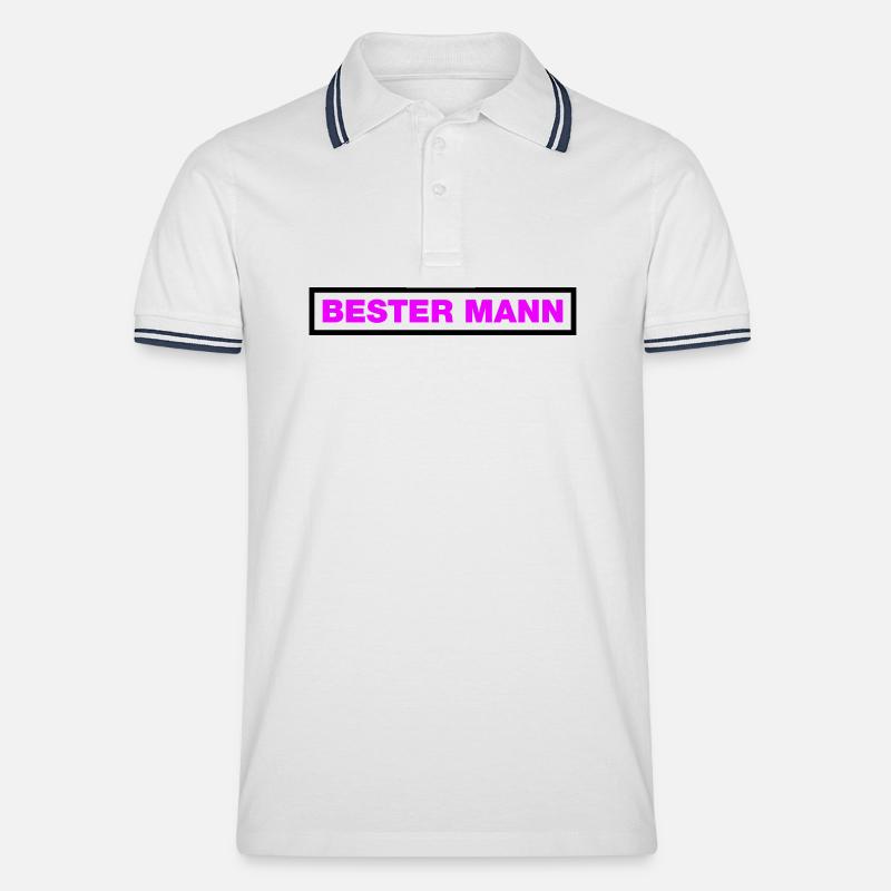 Bester Mann - Männer Tipped Poloshirt - Weiß/Navy