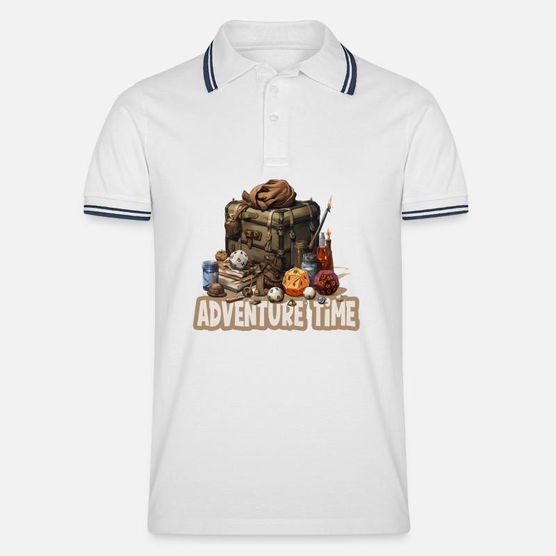 Rollenspiel Abenteuerzeit Fantasyausrüstung - Männer Tipped Poloshirt - Weiß/Navy