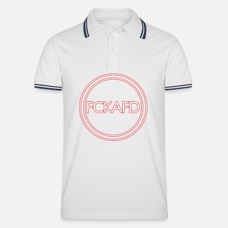 FCK AFD - Männer Tipped Poloshirt - Weiß/Navy
