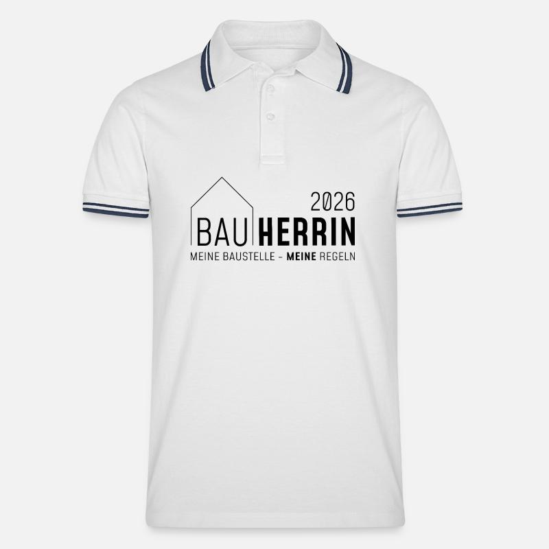 Client. My construction site - MY rules - Men's Tipped Polo Shirt - white/navy