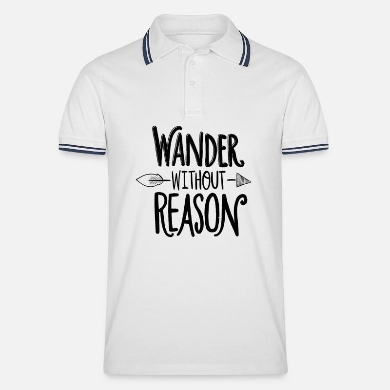 wander without reason - Men's Tipped Polo Shirt - white/navy