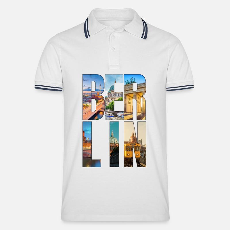 Berliner Stadthochschule - Männer Tipped Poloshirt - Weiß/Navy